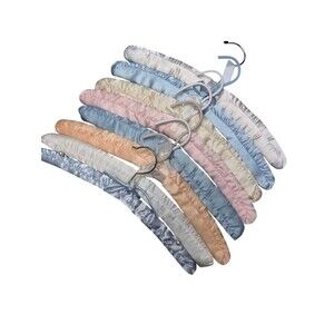 Vintage Hangers Satin Padded Lot Pastel Boudoir Boutique Closet Set of 8